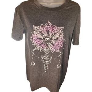 Mandala Gray Tshirt Purple/White Design Sz Women S